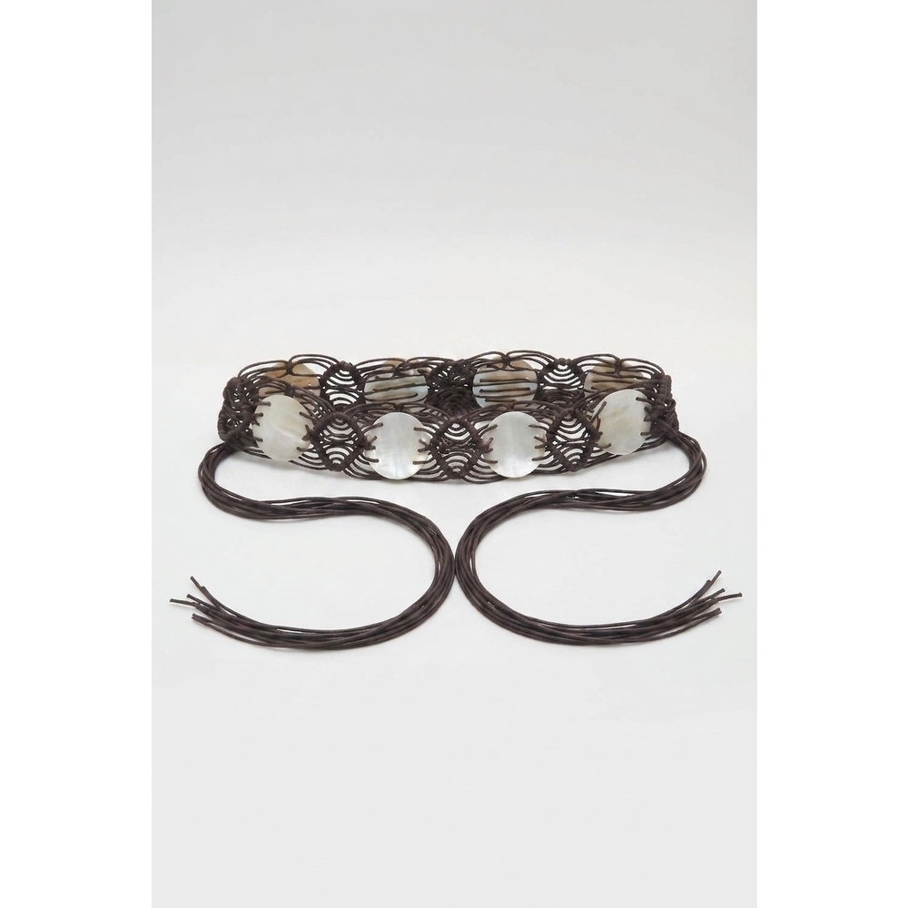 NEW FREE PEOPLE saltwater fringe belt in brown
